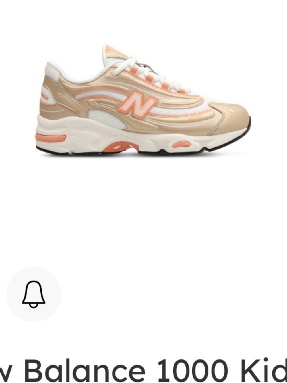 New Balance Beige & Peach 1000. Kids size 6 women’s 8.